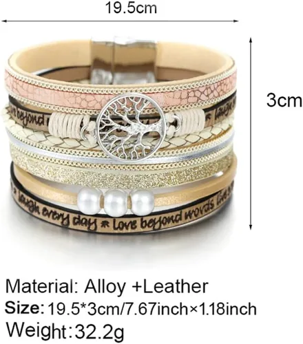 Miniatura 3 de Fesciory - Pulseras de cuero para mujer, cuentas de cristal, diseño de leopardo, estilo bohemio, múltiples niveles