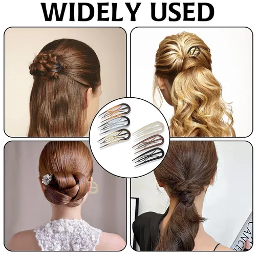 Miniatura 7 de 6 piezas de horquillas francesas, horquilla de cabello en forma de U estilo retro con dientes internos, horquillas francesas para el cabello