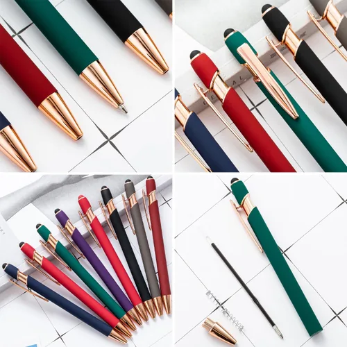 Miniatura 4 de Bolígrafos grabados personalizados a granel, personalizados con nombre/logotipo, tinta negra o azul, escritura suave para oficina, negocios, Negro