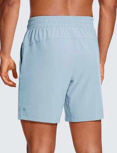 Miniatura 2 de CRZ YOGA Pantalones cortos de entrenamiento sin forro para hombre, 7 pulgadas, secado rápido, para correr, deportes, gimnasio, con bolsillos