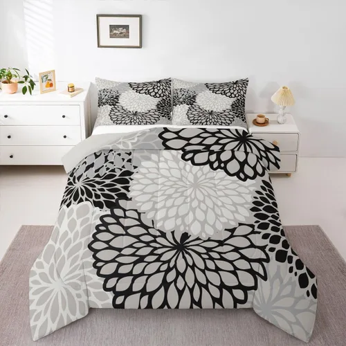 Erosebridal Juego de edredón de dalia azteca para adultos, mujeres y niñas, ropa de cama floral, tamaño individual, relleno de edredón de flores