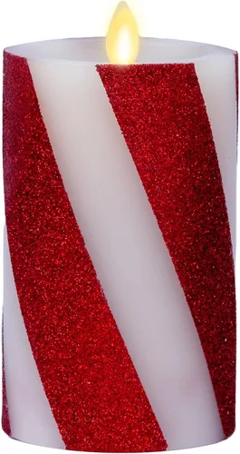 Miniatura 9 de Luminara - Vela sin llama festiva LED operada por batería con llama móvil - Barra de caramelo roja - Paquete de 1-4.5" - Sin perfume, realista