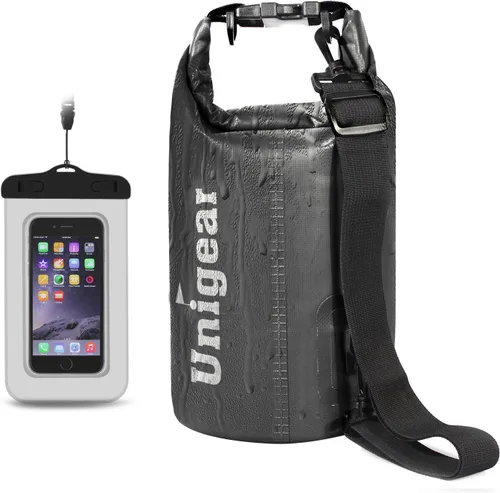 Miniatura 21 de Bolsa seca Unigear impermeable, 2L/5L/10L/20L/30L/40L, Bolsas flotantes y ligeras para kayak, navegación, pesca, natación y camping con funda 3-Gris