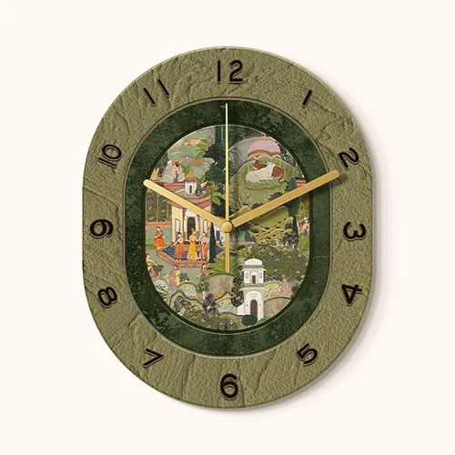 Reloj de pared retro para sala de estar, reloj de pared decorativo sin tictac, silencioso, reloj de pared con pintura artística para dormitorio,