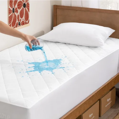 Bare Home Protector de colchón acolchado impermeable Twin – Almohadilla de colchón refrescante – Protege contra derrames – Fácil lavado – Funda
