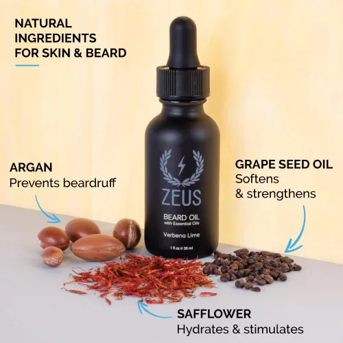 Miniatura 2 de ZEUS Aceite natural para barba para hombres, aceite de aseo prémium para suavizar, hidratar, acondicionar y controlar el encrespamiento en la barba
