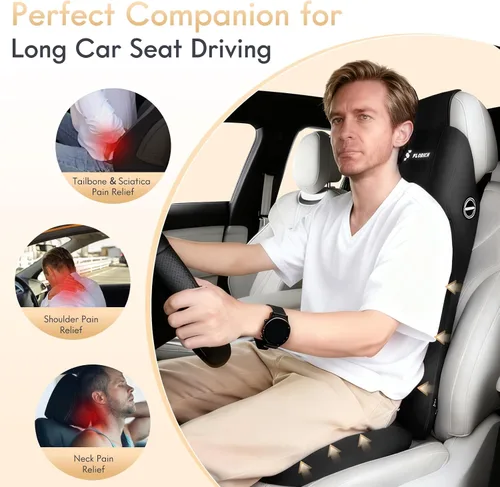 Miniatura 5 de FLORICH Cojín para Asiento de Automóvil y Almohada de Reposacabezas con Soporte Lumbar de Espuma Viscoelástica Cojín Ergonómico para Automóvil
