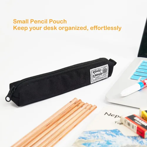 Miniatura 7 de Rough Enough - Estuche delgado pequeño para lápices, para niñas, niños, adultos, escuela, oficina, suministros de papelería con cordura negra