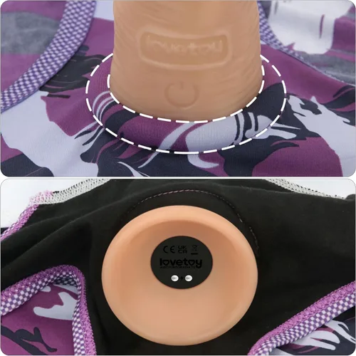 Miniatura 5 de Lovetoy Arnés de consolador con correa en el arnés de consolador morado suave con correa con junta tórica elástica de silicona de 1.6 pulgadas
