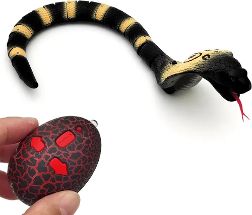 Miniatura 7 de Tipmant Juguete de animal a control remoto realista de serpiente a control remoto para gatear, eléctrico electrónico, funciona con pilas, honrado