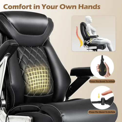 Miniatura 6 de 700lbs Big and Tall Office Chair, Ergonomic Heavy Duty Executive Cloth Office Chair with 5D Flip Arms & Adjustable Lumbar Support & Dual Rubber