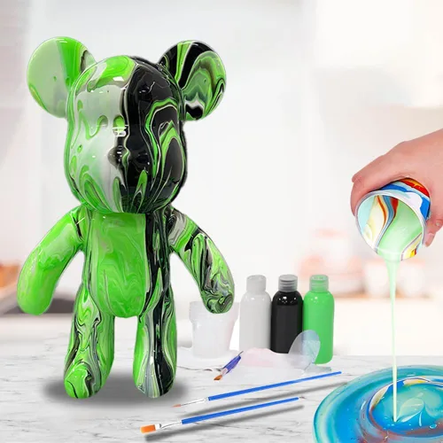 Miniatura 12 de HANDA - Juego de pintura de oso de peluche fluido para bricolaje, decoración creativa para el hogar, figura de muñeca hecha a mano, juguetes