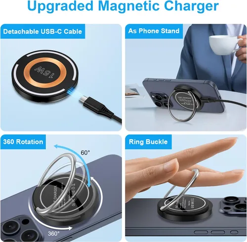 Miniatura 2 de Para Samsung Cargador Inalámbrico Almohadilla de Carga Rápida Android Magnética Magsafe Estación de Cargador Inalámbrico para Samsung Galaxy S26