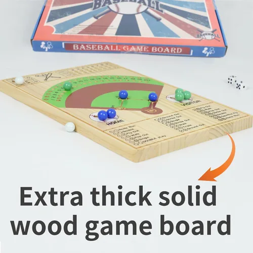 Miniatura 4 de Juego de mesa de dados de béisbol, dados de madera maciza y mármol, divertido juego de mesa de batalla doble para adultos, familia, fiestas