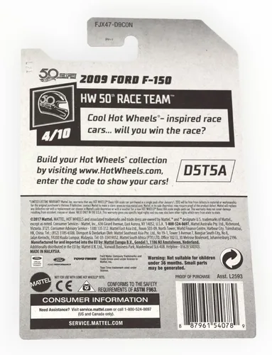 Miniatura 2 de DieCast Hotwheels 2009 Ford F 150, 50th Race Team 4/10 [Azul] 287/365