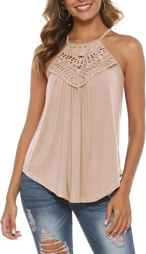 Miniatura 2 de Bluetime Halter Tank Tops for Women Summer Spaghetti Strap Lace Sleeveless Tops Shirts