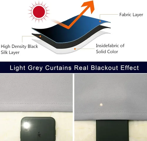 Miniatura 6 de Pickluc, cortinas opacas con ojales de 96 pulgadas de largo, 2 paneles, cortinas aisladas térmicamente para sala de estar, reducción de ruido, Gris
