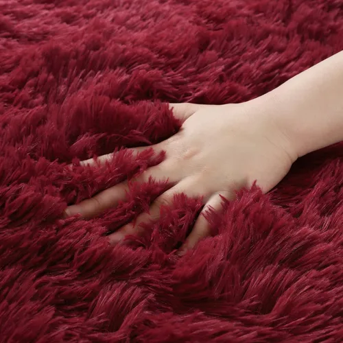 Miniatura 8 de DETUM Alfombra pequeña de 2 x 3 pies para dormitorio, Kicthen entrada, pasillo, lavable, antideslizante, color borgoña, alfombras de felpa