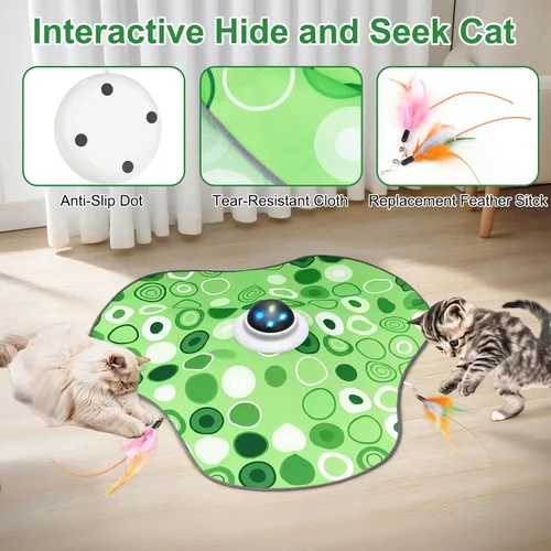 Miniatura 7 de Juguete interactivo para gatos, juguetes para gatos de interior, activado por el tacto, recargable por USB, pluma móvil, para todas las razas, gatos