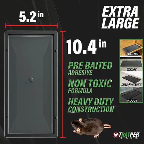 Miniatura 2 de TRATPER Trampas de pegamento para ratones, ratas, serpientes, lagartos, insectos. 6 unidades. Fuerza extra, adhesivo pre-atraído. Bandeja