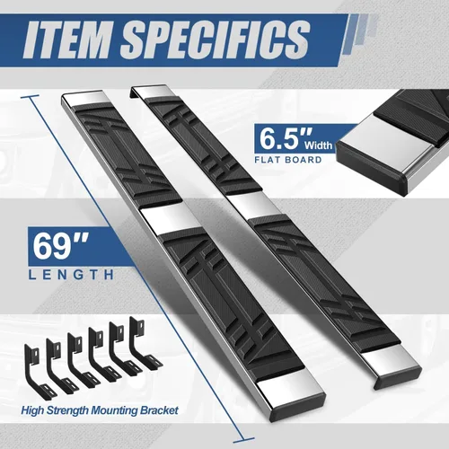 Miniatura 3 de Auto Dynasty - Estribos compatibles con Ford F-150 2004-2014 con cabina estándar, estribos laterales de acero inoxidable con barras Nerf, barras