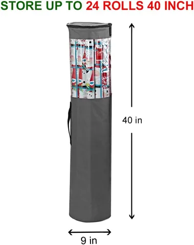 Miniatura 4 de ProPik Bolsa organizadora de almacenamiento de papel de regalo, almacena hasta 25 rollos de 40 pulgadas, poliéster resistente más bolsa transparente