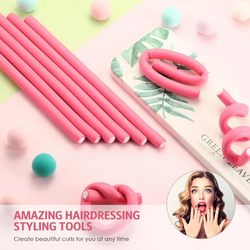 Miniatura 5 de Syhood 30 varillas rizadoras flexibles, rodillos de espuma suave, sin calor, 1 peine de cola de rata de acero para mujeres de cabello largo y corto