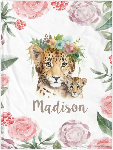 Miniatura 9 de Manta de bebé personalizada con llama, manta de bebé para niña pequeña, manta de bebé floral con nombre que recibe manta de bebé, manta de felpa