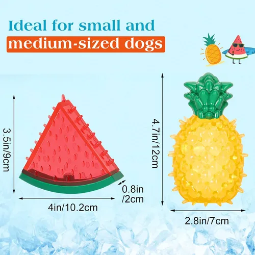 Miniatura 8 de Pawaboo Juguetes masticables refrescantes para mascotas, juguete de dentición congelable para cachorros, forma de sandía y piña, juguetes Colorido