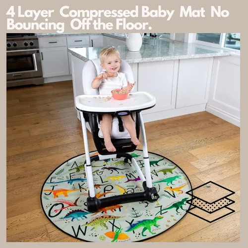 Miniatura 4 de Alfombrilla antisalpicaduras para bebé, tapete para debajo de la silla alta que protege la madera, el vinilo y la alfombra de derrames, paquete