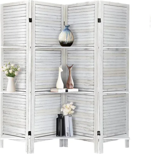 Miniatura 9 de ROSE HOME FASHION Divisor de habitación de madera de 4 paneles de 5.6 pies, paneles de pantalla de privacidad plegables de madera, divisor