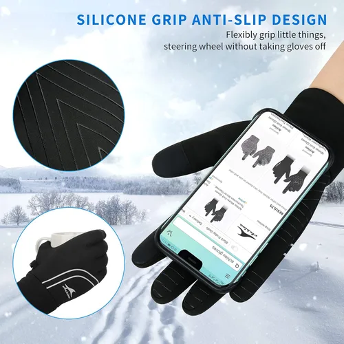 Miniatura 3 de Achiou Guantes de invierno para correr para hombres y mujeres, guantes ligeros para pantalla táctil, forros, guantes térmicos cálidos para ciclismo