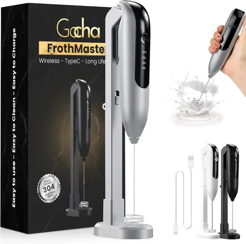 Miniatura 10 de GOCHA Espumador de leche recargable, espumador de leche eléctrico USB-C de mano, batidor de doble resorte, máquina de espuma de 2 velocidades