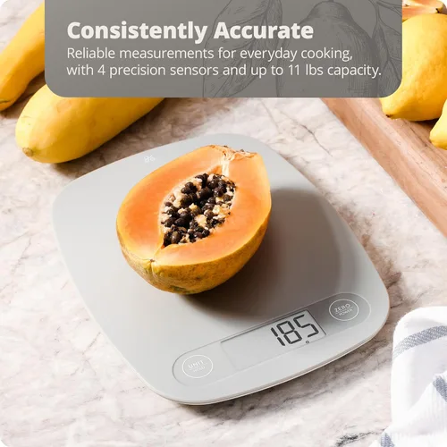 Miniatura 2 de Greater Goods Báscula de alimentos – Báscula digital de cocina, precisión de 1g (0.035 oz), tara fácil y conversión rápida, diseño compacto delgado