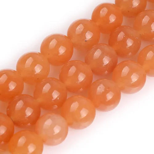 JOE FOREMAN Cuentas de aventurina naranja para hacer joyas, piedras preciosas naturales semipreciosas de 0.394 in, redondas de 15 pulgadas