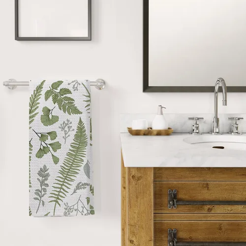 Miniatura 4 de Green Fern Leaf - Toallas de cocina y baño - Toallas de hierbas botánicas vintage, 16 x 24 pulgadas