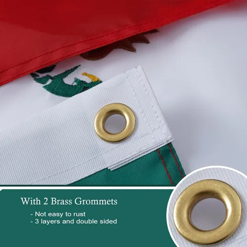 Miniatura 3 de Bandera mexicana de Bradford 6X10 pies para exterior, bandera grande bordada de México, bandera mexicana resistente de doble cara, bandera mexicana