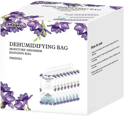 Miniatura 2 de CANAGER Bolsa colgante absorbente de humedad, bolsa colgante a prueba de humedad de fresia, bolsa deshumidificadora (8 paquetes), bolsas
