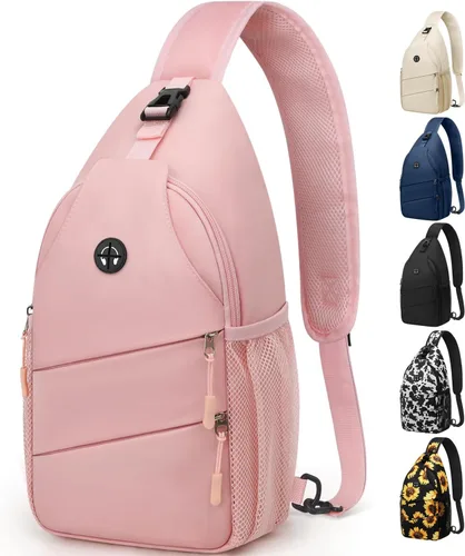 Miniatura 23 de Pritent Bolsos cruzados para mujeres y hombres, mochila de moda, bolsa casual para el pecho con correa de hombro convertible Negro