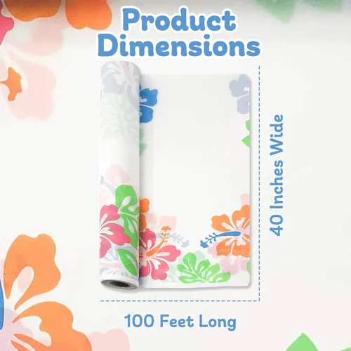 Miniatura 3 de Podzly Rollo de mantel tropical – Funda desechable de plástico de 100 pies para fiestas hawaianas, Luau, Tiki, Aloha, verano. Duradero, impermeable