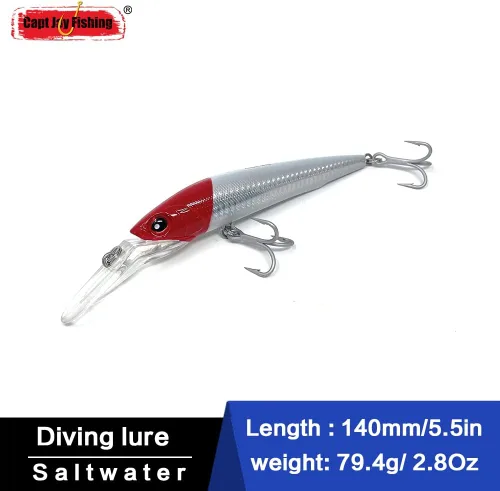 Miniatura 3 de Señuelos de pesca de buceo profundo Swimbait Sinking Minnow Señuelo de pesca de agua salada Señuelo de arrastre Verde (Green Mackerel)