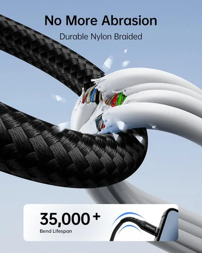 Miniatura 5 de Cable de carga múltiple corto de 1 pie, paquete de 2 cables de carga 3 en 1, cables universales trenzados para teléfono con conectores