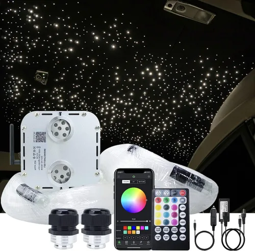 Miniatura 16 de AKEPO Kit de luces de fibra óptica con efecto de estrella de tiro de meteoritos RGBW de 32 W, control de aplicación Bluetooth, 1000 piezas de hebras