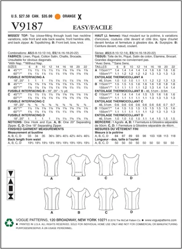 Miniatura 2 de Vogue Patterns Tops, 6-8-10-12-14, naranja