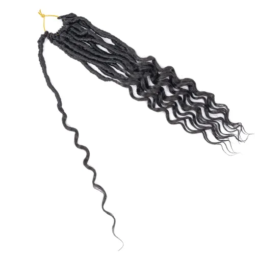 Miniatura 7 de Cabello de Ganchillo Goddess Locs de 12 Pulgadas 8 Paquetes Nuevos Locs Sintéticos Suaves Trenzas de Ganchillo Ondas Profundas Extensiones de 1b
