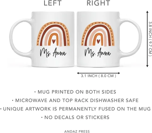 Miniatura 5 de Andaz Press Taza de café personalizada de agradecimiento a los profesores, tazas lindas para regalos para profesores para mujeres, nombre