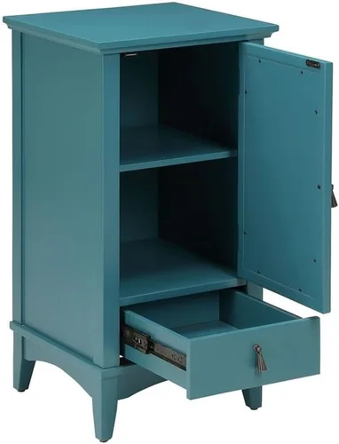 Miniatura 6 de Acme Mesa decorativa de madera Ceara con cajón de almacenamiento y puerta de cristal en color verde azulado