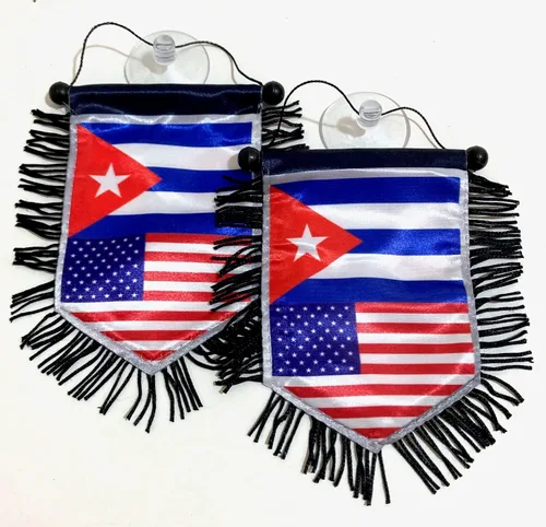 Mini banner cubano americano bandera deportiva para la decoración del coche y el hogar, puerta ventana pared pequeña bandera colgante accesorios de