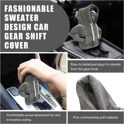 Miniatura 4 de Capucha para palanca de cambios de coche, funda de pomo de palanca de cambios a la moda, mini capucha para cambio automático, accesorios de Gris