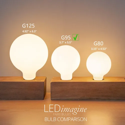 Miniatura 6 de paquete de 2 focos LED Globe G30/G95, foco LED Globe de luz blanca cálida 2700K regulable, equivalente a 5 W, foco LED Globe de 40 W, CRI 90+